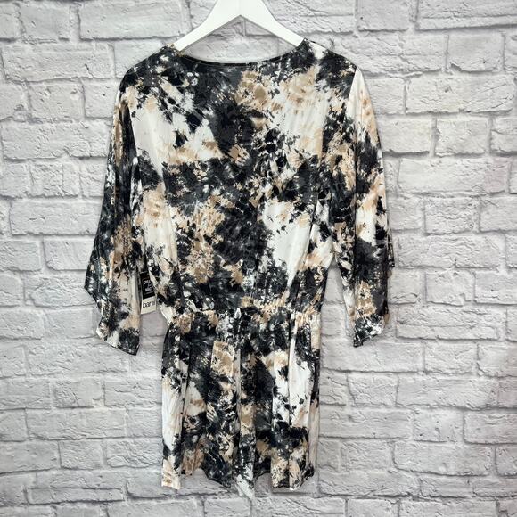 Bar III Hidden Marble Tie Dye Swim Cover Up Romper Sz S Blush Pink Black Shorts - Picture 6 of 6